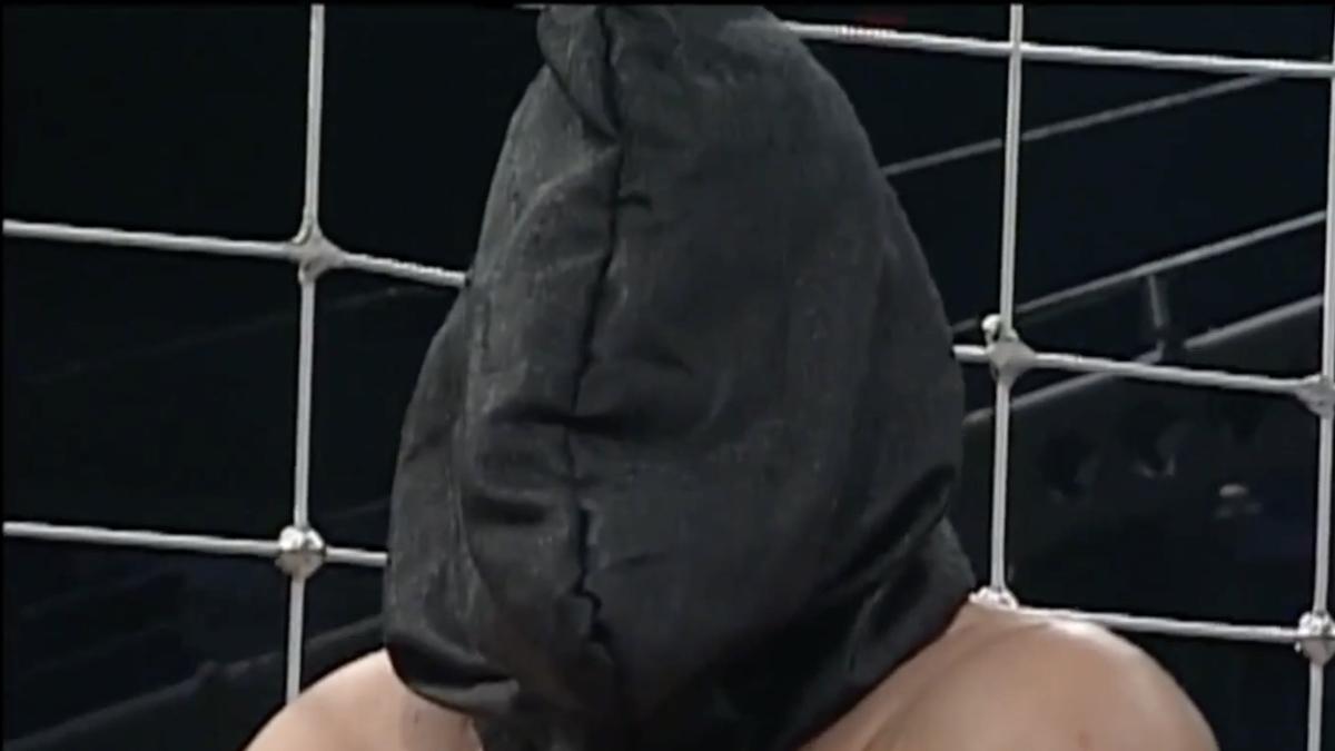 James Storm with a bag on his head at TNA Lockdown 2007