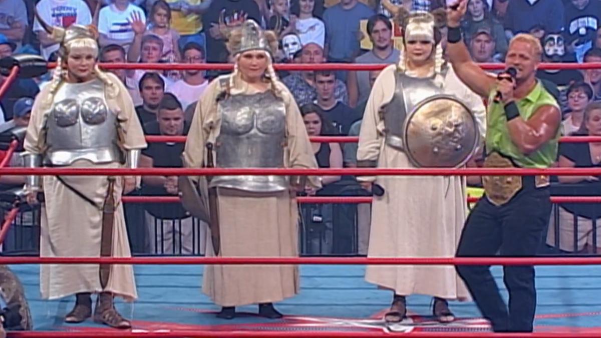 Jeff Jarrett with the fat ladies on WCW Nitro