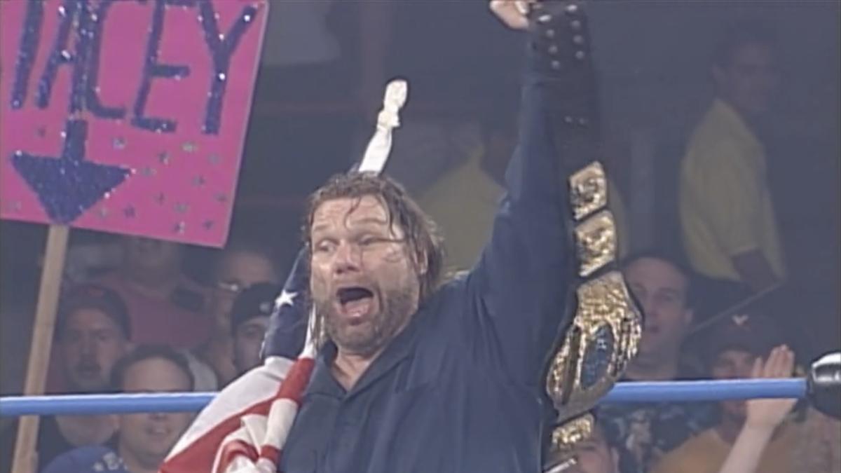 Jim Duggan with the WCW World Television Title on a 2000 episode of Thunder