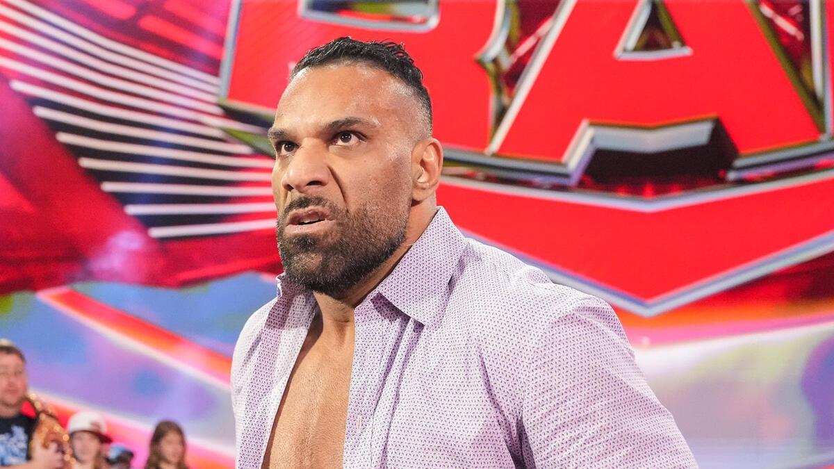 Jinder Mahal looks annoyed during an episode of Raw in January 2024