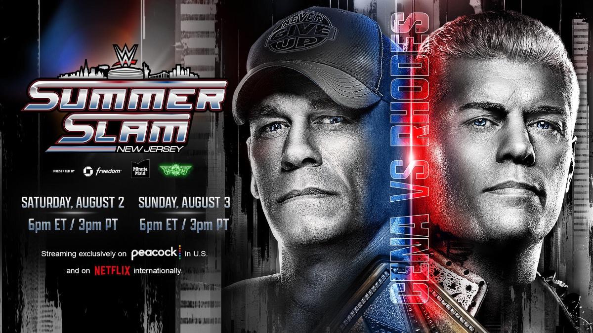 John Cena vs. Cody Rhodes in grey on WWE SummerSlam graphic