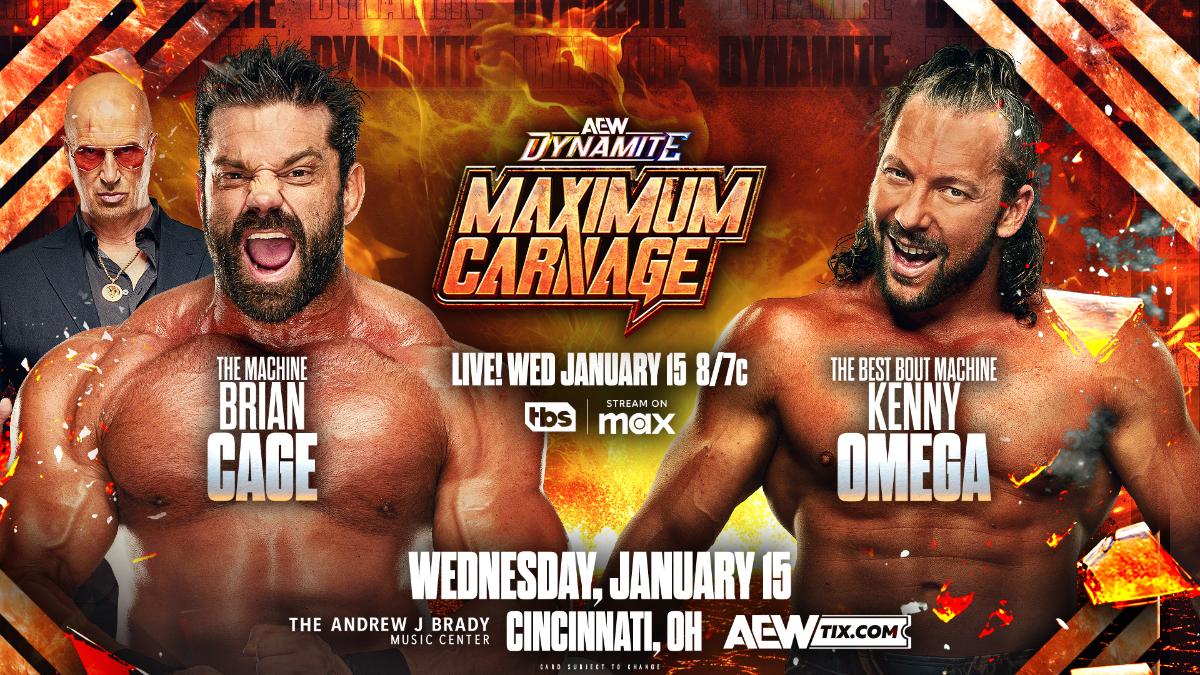 Graphic for Kenny Omega vs. Brian Cage at AEW Dynamite Maximum Carnage