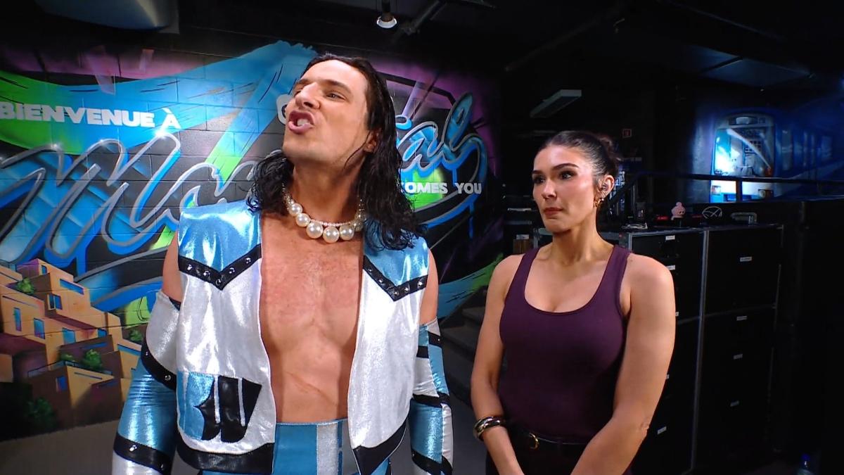 Kit Wilson and Cathy Kelley backstage at WWE SmackDown