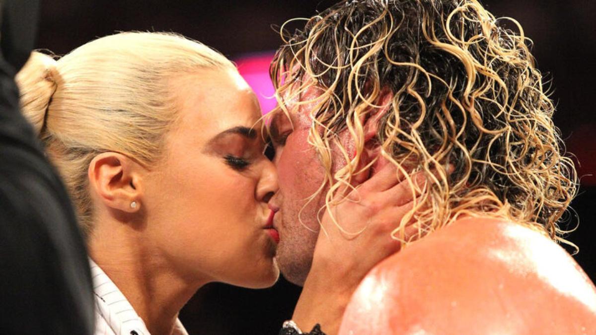 Lana and Dolph Ziggler kissing