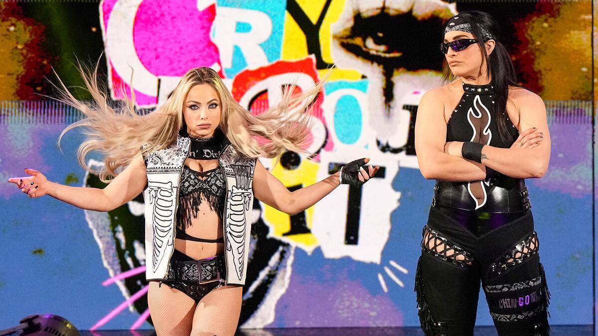 Liv Morgan and Raquel Rodriguez making their entrance on WWE Raw