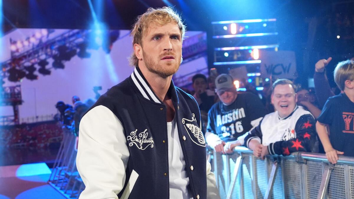 Logan Paul on WWE Raw wearing a varsity jacket