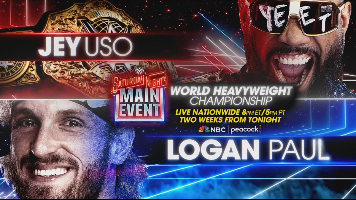 Graphic for Logan Paul vs. Jey Uso at WWE Saturday Night's Main Event