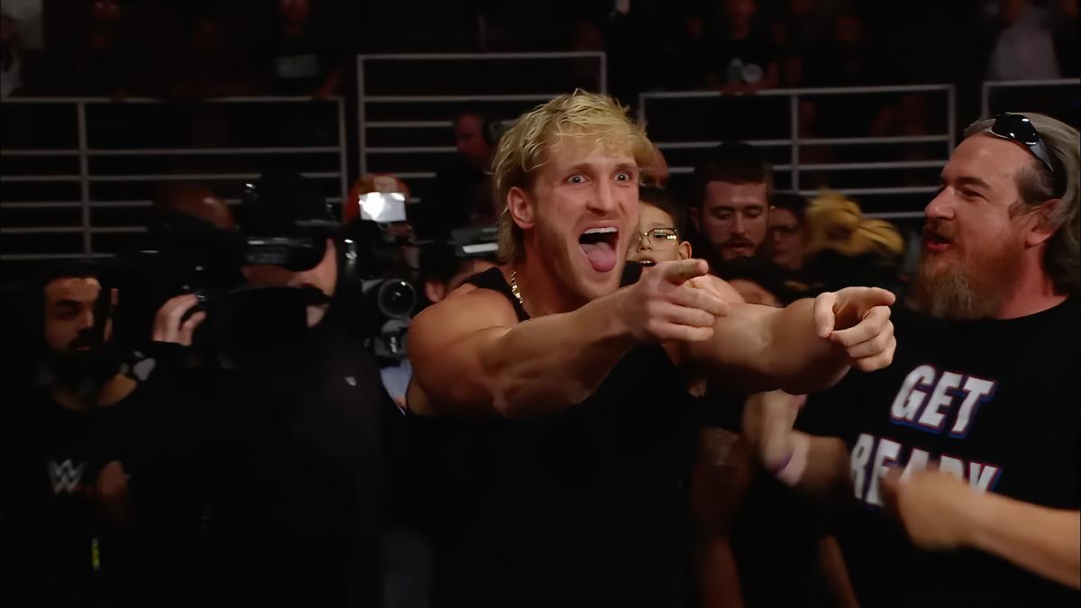 Logan Paul pointing on WWE Raw after May 5