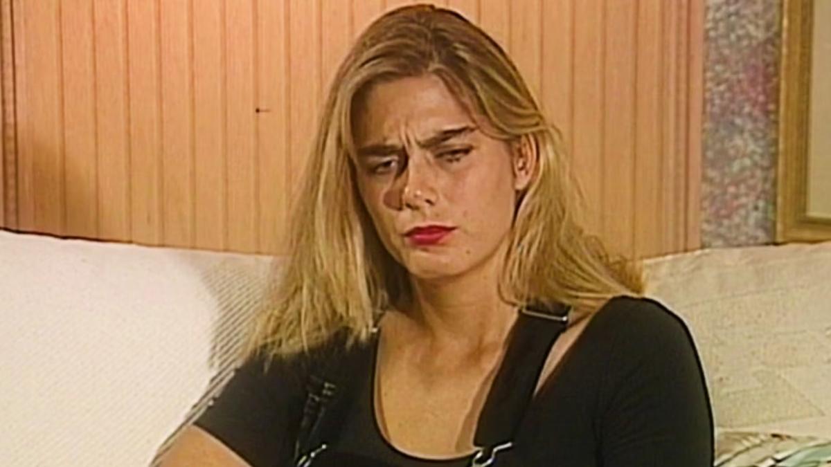 Melanie Pillman during an interview on WWE Raw following Brian Pillman's passing