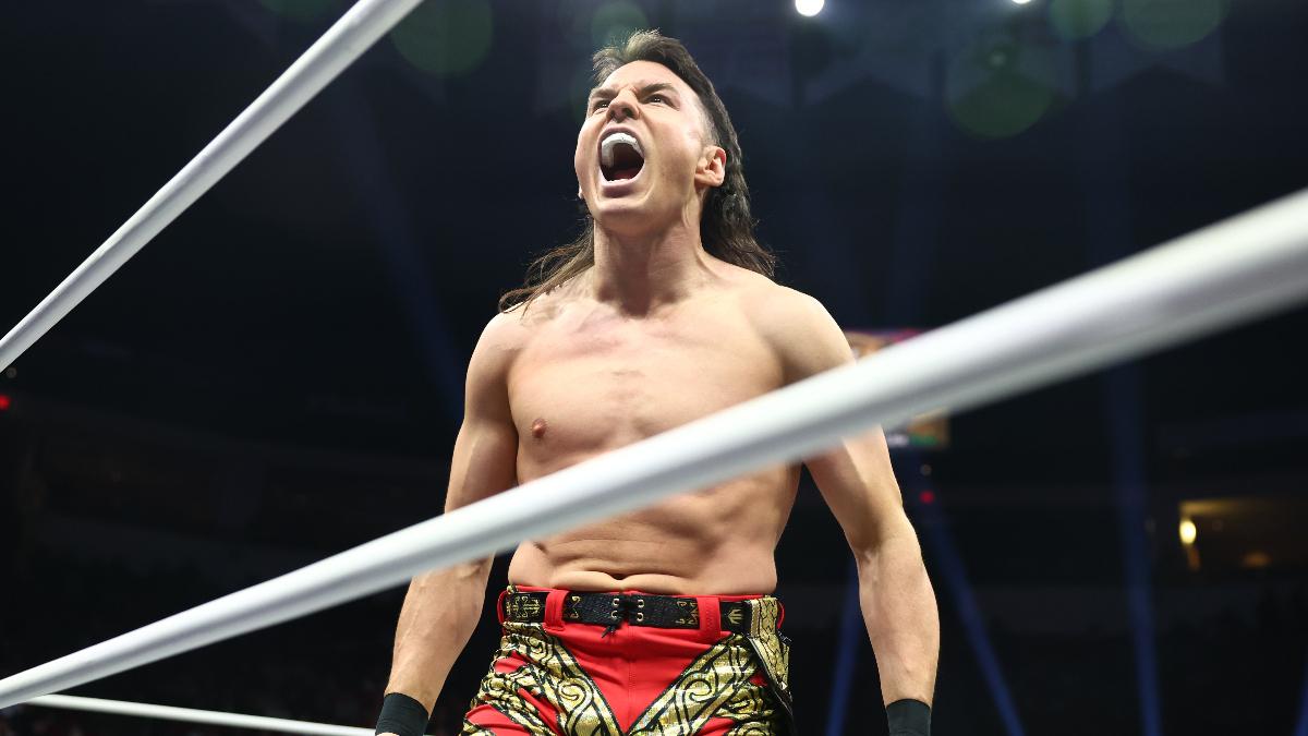 "Speedball" Mike Bailey yelling inside a wrestling ring