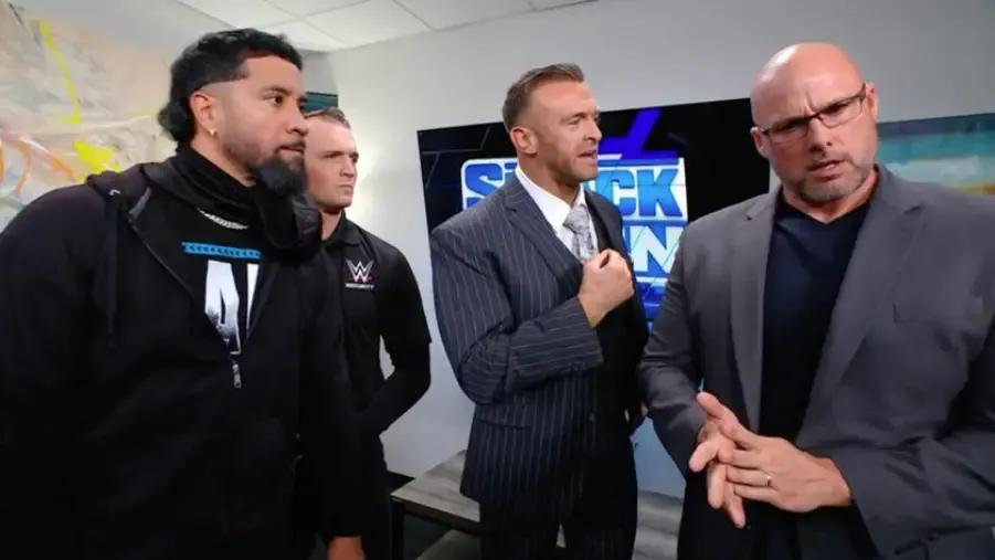 Nick Aldis Adam Pearce Jey Uso SmackDown October 2023.jpg