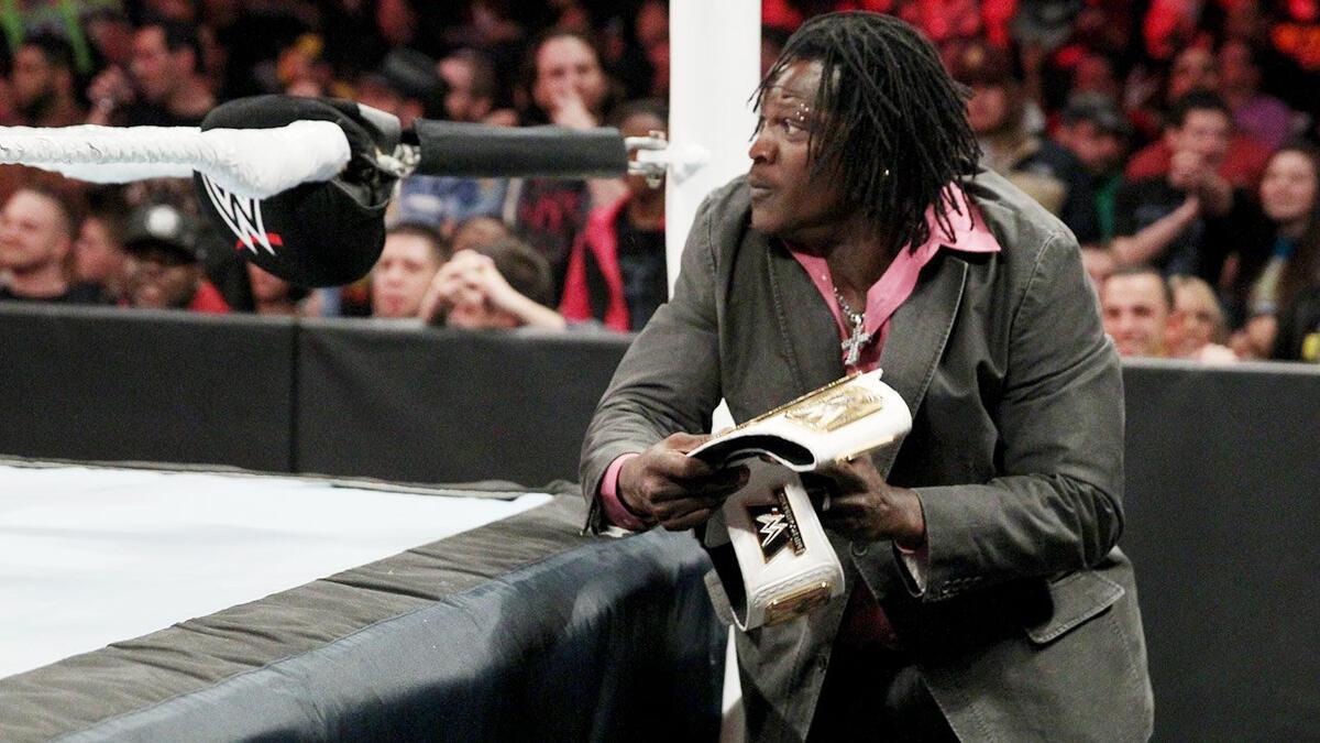 R-Truth with the Intercontinental Title on March 2015 episode of WWE Raw