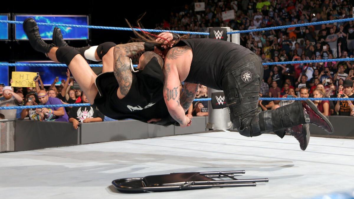Randy Orton hitting an RKO to Bray Wyatt at WWE Backlash 2016