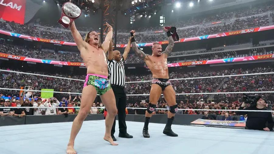 Randy Orton- Riddle- RK-Bro- Raw Tag Team Champions- WWE Summerslam 2021.jpg