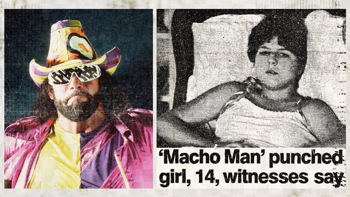 Randy Savage newspaper article about him punching a girl