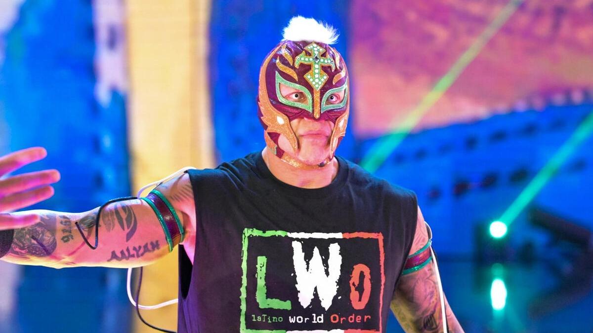 Rey Mysterio makes his entrance for a match on Raw in 2023