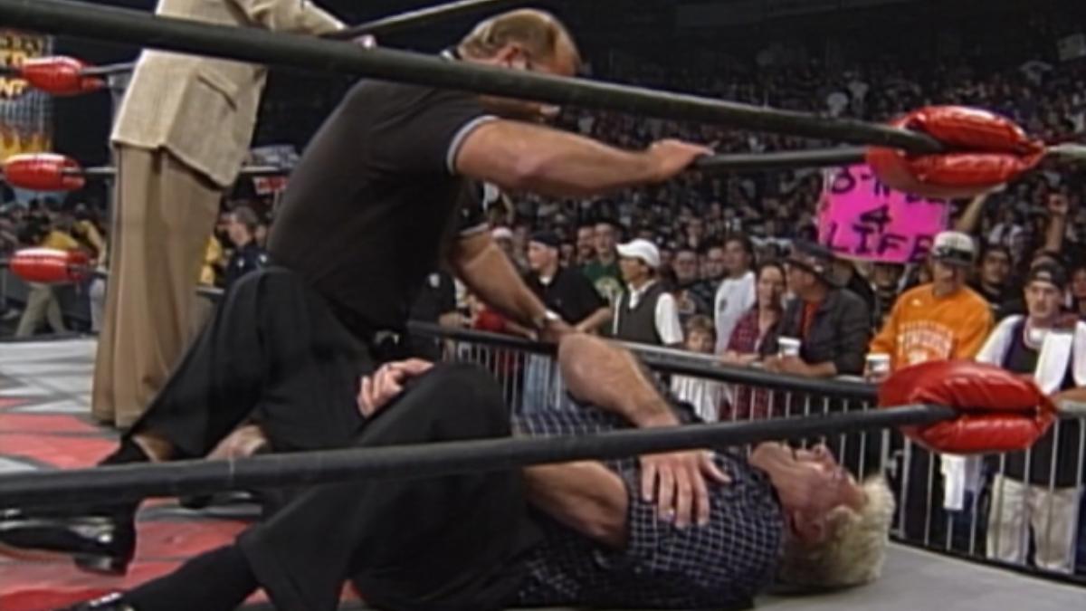 Ric Flair suffering a storyline heart attack on WCW Nitro