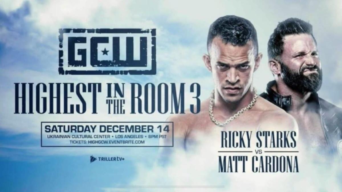 Match graphic for a match between Ricky Starks and Matt Cardona in GCW