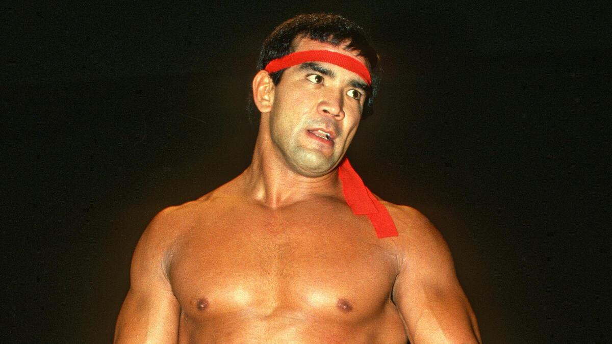 WWE star Ricky Steamboat is ready for action before a bout in the 1980s