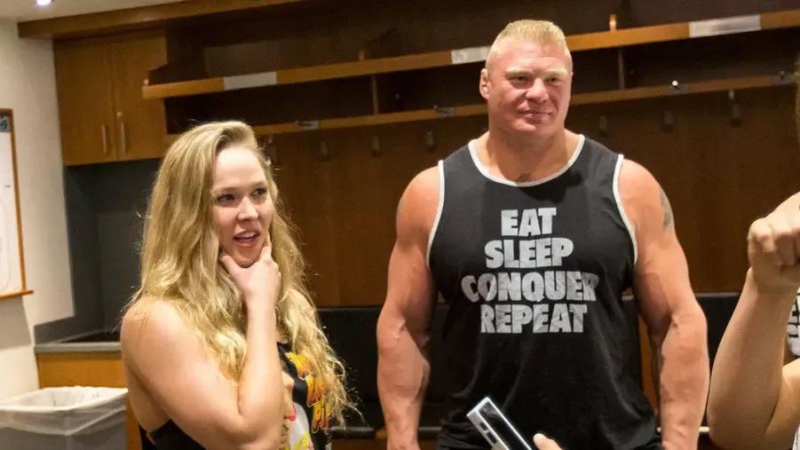 Rounda Rousey Brock Lesnar Backstage SummerSlam 2014.jpg