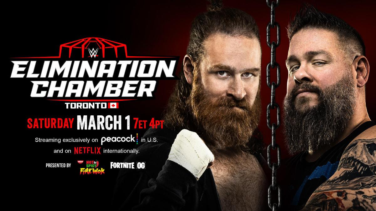 Graphic for Kevin Owens vs. Sami Zayn at WWE Elimination Chamber