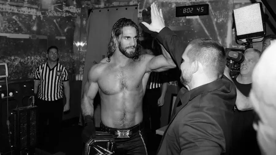 Seth Rollins backstage WWE WrestleMania 31.jpg