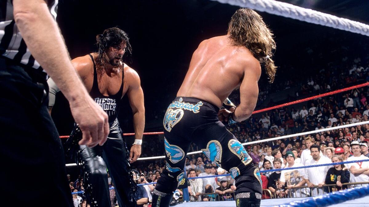 Shawn Michaels and Diesel squaring off at WWF In Your House: Good Friends, Better Enemies