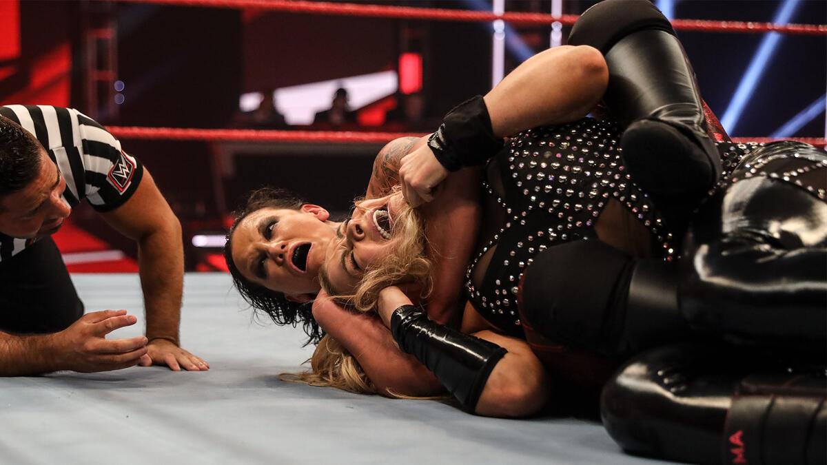 Shayna Baszler with a Choke on Natalya