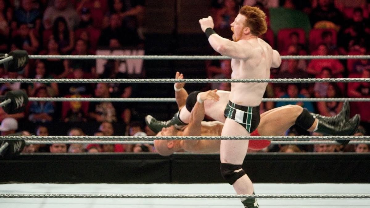 Sheamus hitting a Brogue Kick in his WWE ECW debut