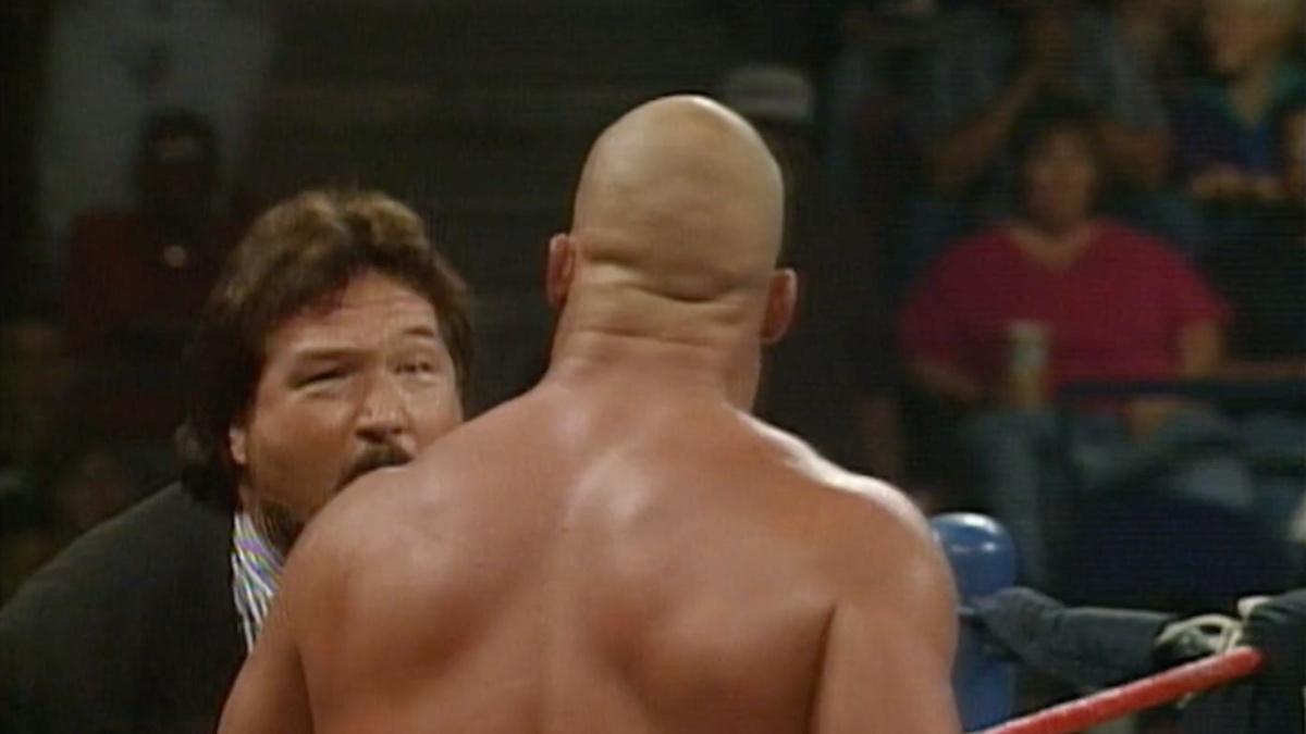 Ted DiBiase and Steve Austin arguing at WWE Beware of Dog