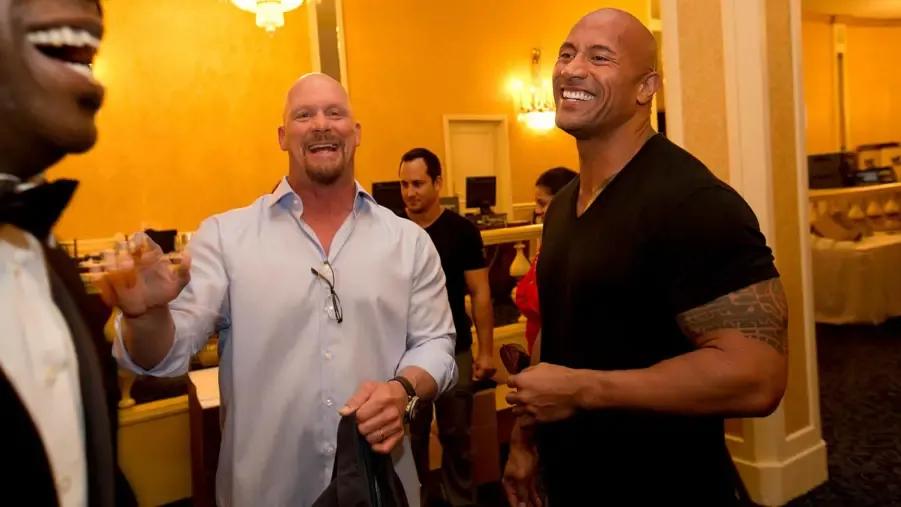 Steve Austin The Rock Backstage.jpg