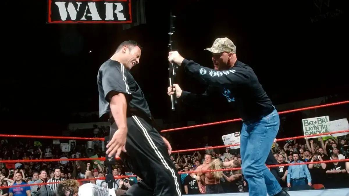 Steve austin chairshot to the rock mick foley s title win 1999