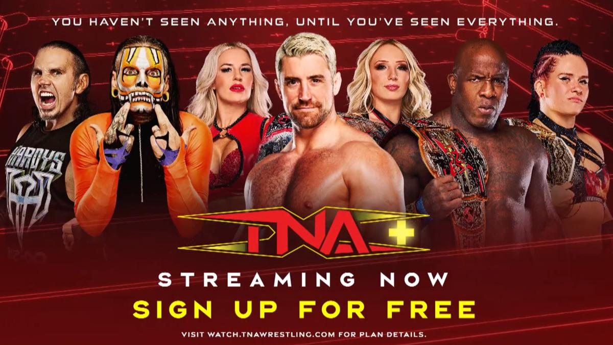 Graphic for TNA+ promotion the new free tier