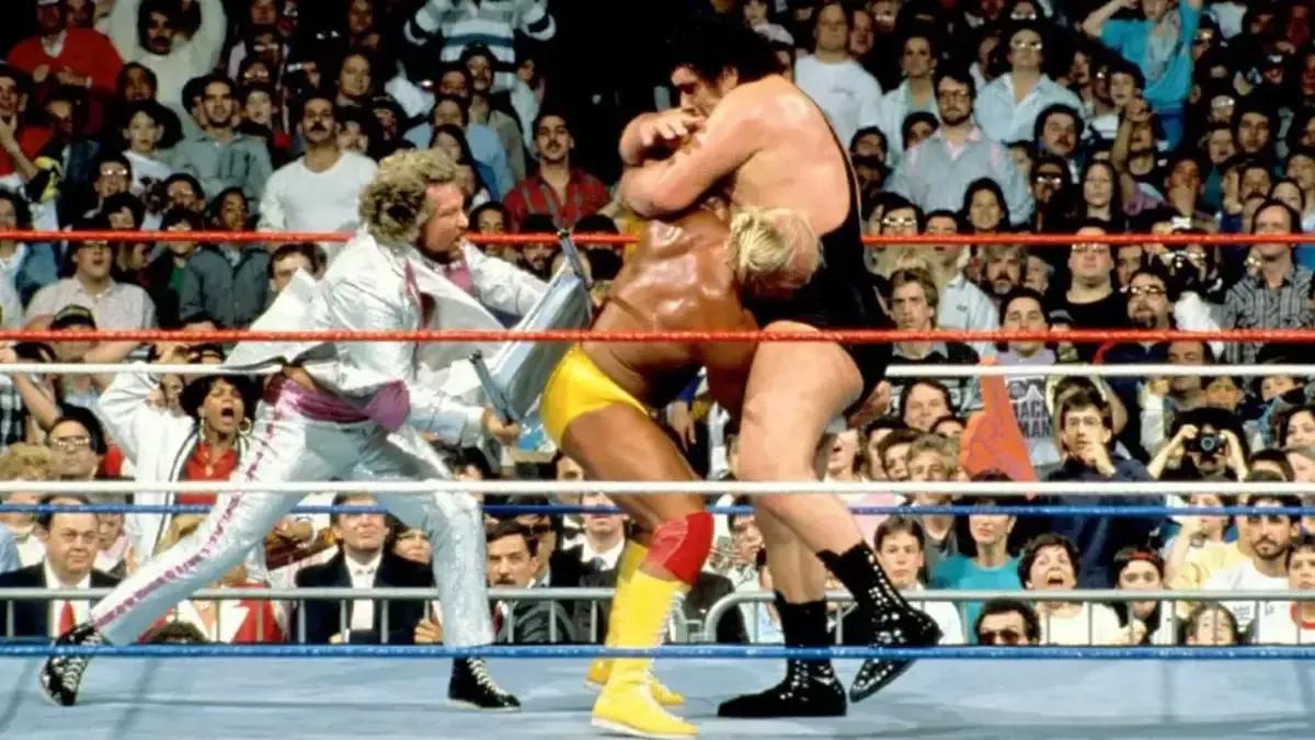 Ted DiBiase Hulk Hogan Andre the Giant WrestleMania IV.jpg