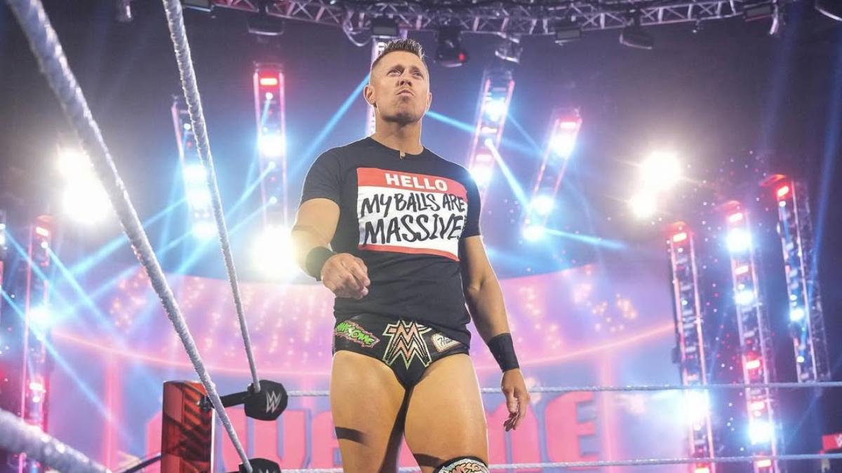 Miz wearing a Hello! My Balls Are Massive t-shirt