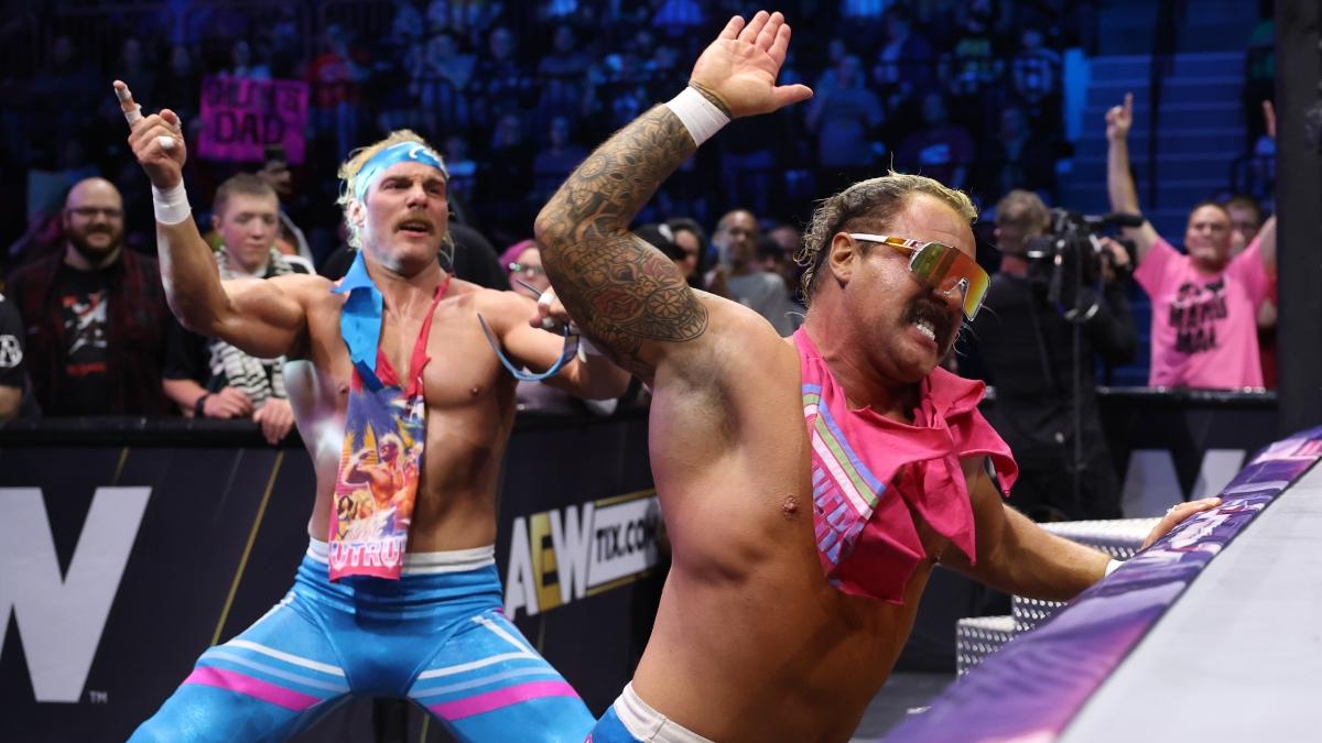 Turbo Floyd and Truth Magnum celebrating on AEW Collision in October 2024