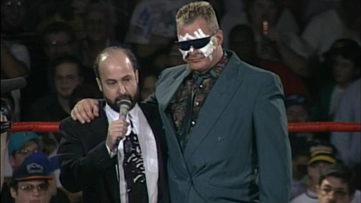 The Sandman on ECW with Sunglasses pretending to be blind