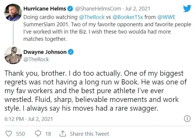 The rock tweet helms july 2021