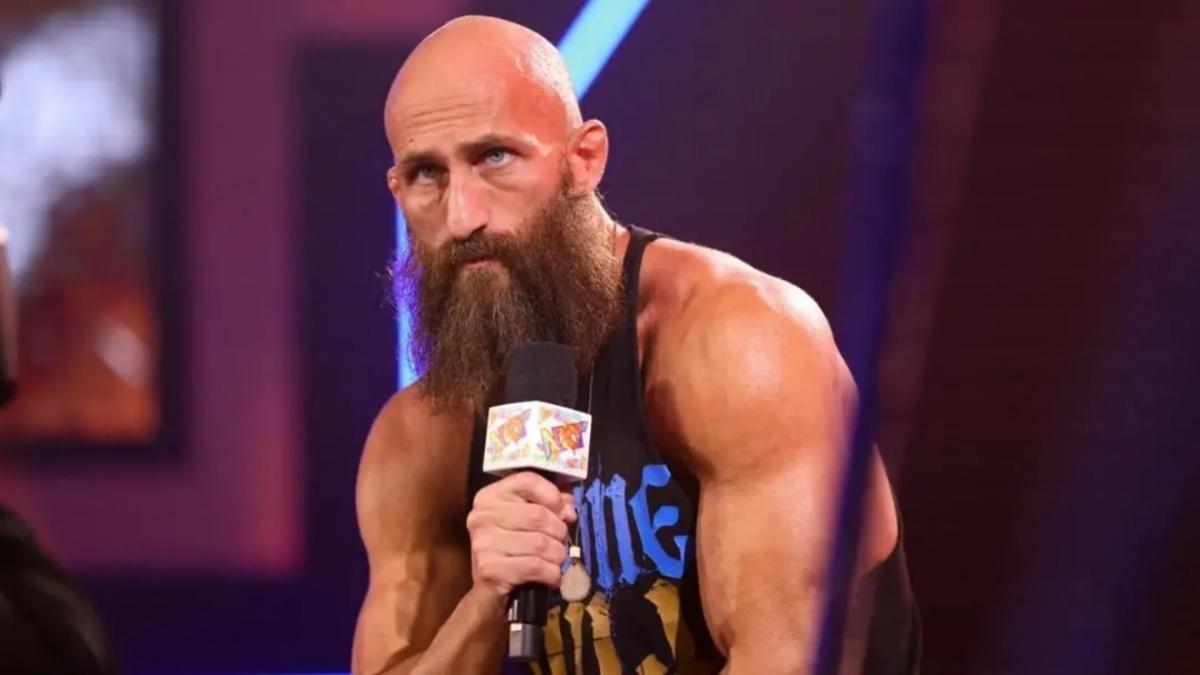 Tommaso Ciampa with a mic in WWE