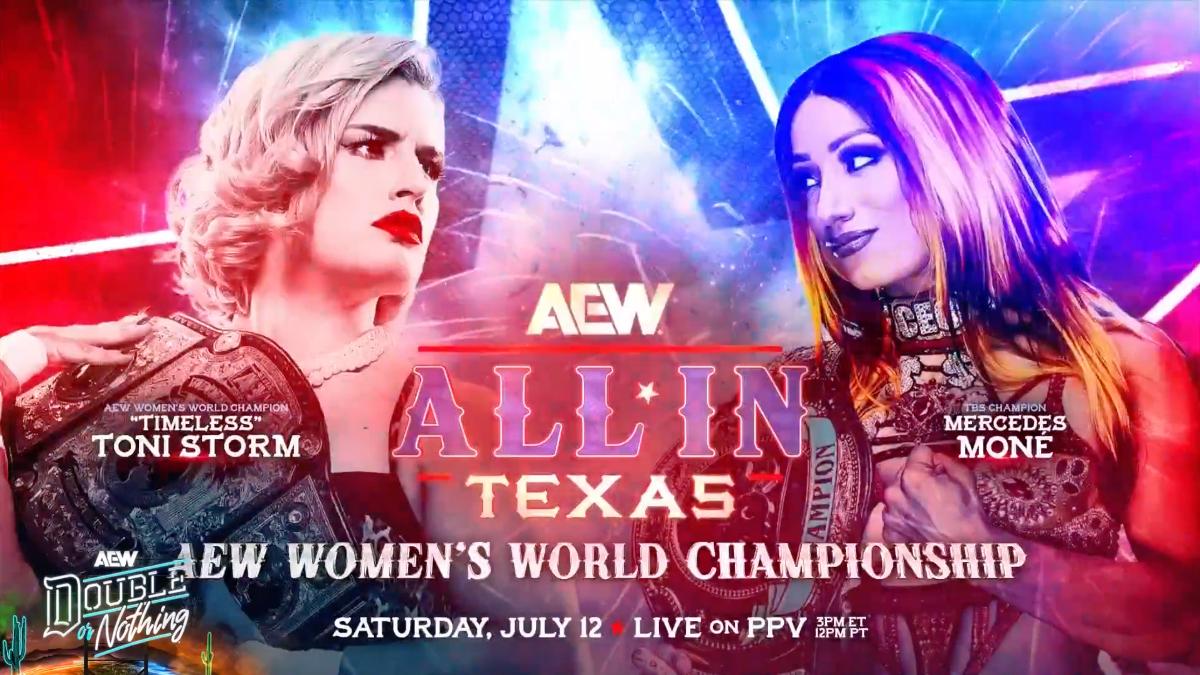 Toni Storm vs. Mercedes Moné graphic at AEW All In Texas