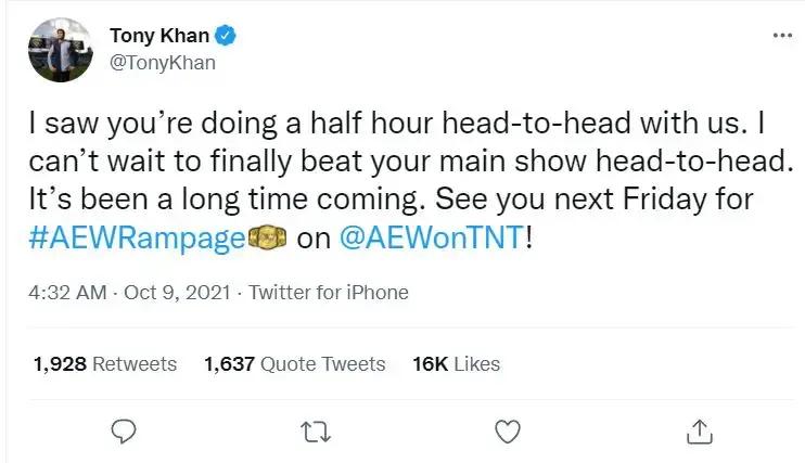 Tony khan rampage smackdown tweet