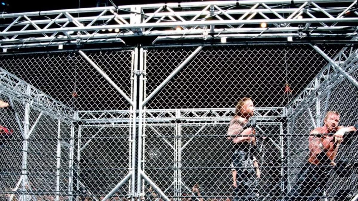 Undertaker and Diamond Dallas Page inside the steel cage at WWE SummerSlam 2001