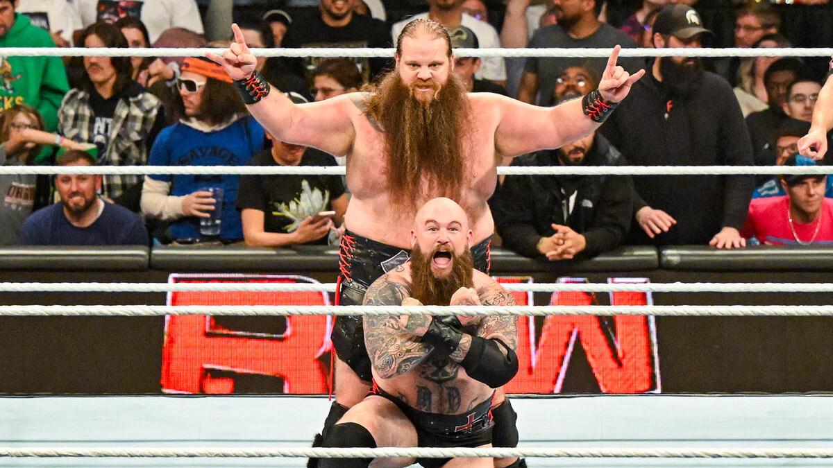 Ivar and Erik of War Raiders celebrating a win on WWE Raw