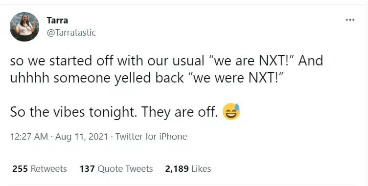 We were nxt tweet