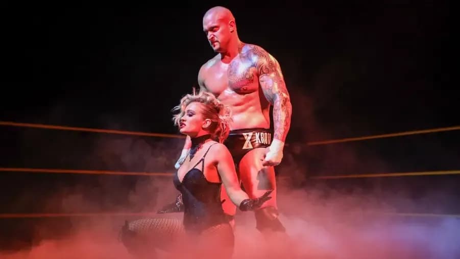 Karrion Kross and Scarlett make their WWE NXT entrance in May 2020.jpg
