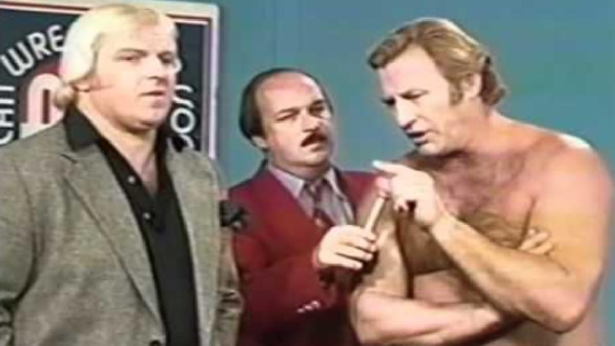 Bobby Heenan and Nick Bockwinkel being interviewed by Mean Gene Okerlund