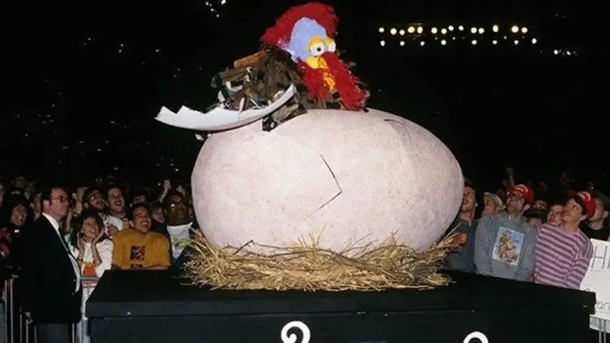 The Gobbledy Gooker appearing out of the egg at WWE Survivor Series 1990
