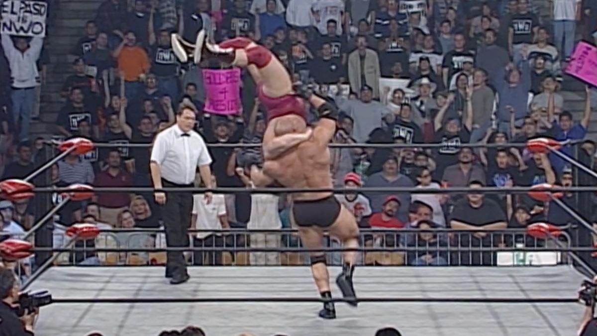 Goldberg hitting Lord Steven Regal with a Jackhammer