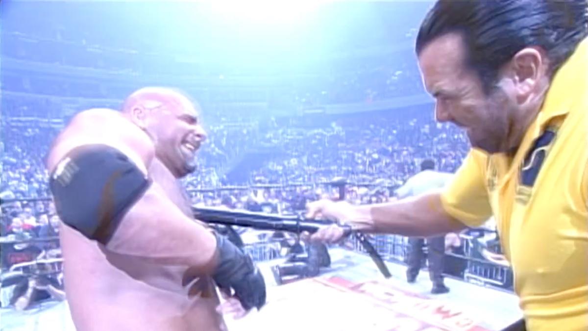 Scott Hall shocking Goldberg at WCW Starrcade 1998