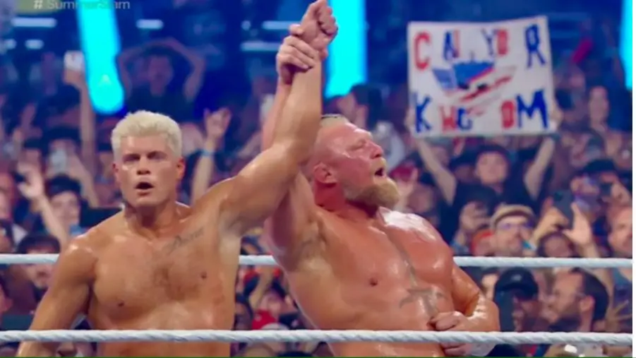 Brock Lesnar & Cody Rhodes Post-Match Moment Was Unplanned, Says Triple H